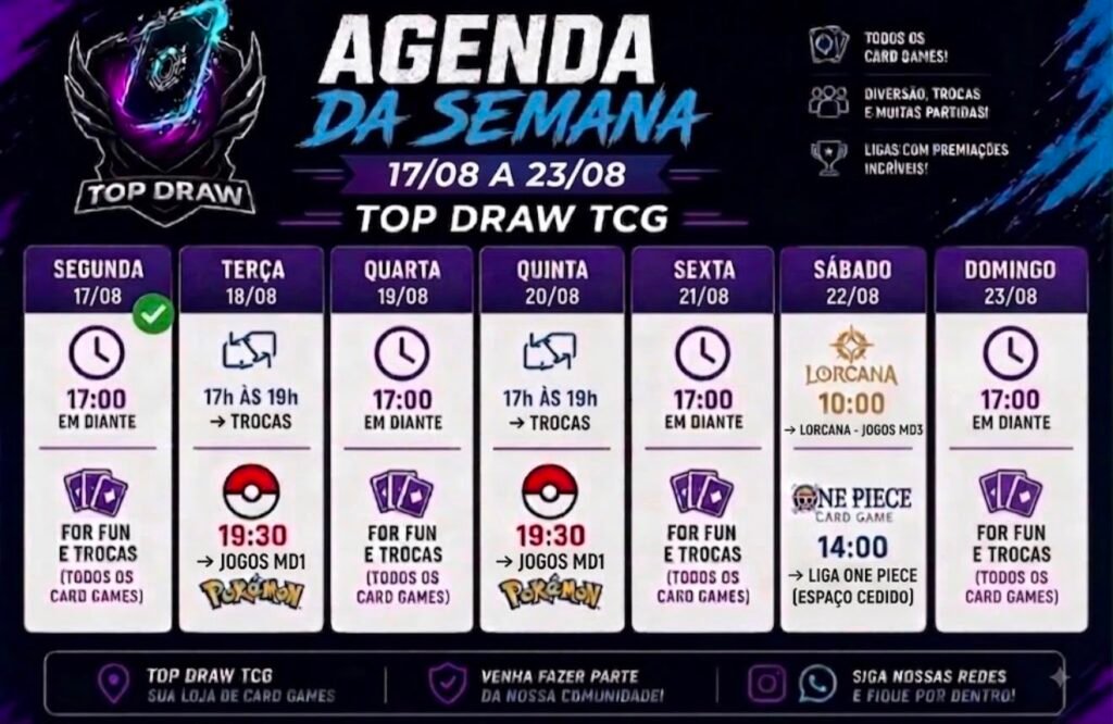agenda top draw agosto